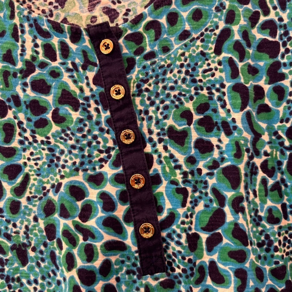Lilly Pulitzer Dress Blue Green Animal Print 3/4 Sleeve Cotton - Picture 5 of 8